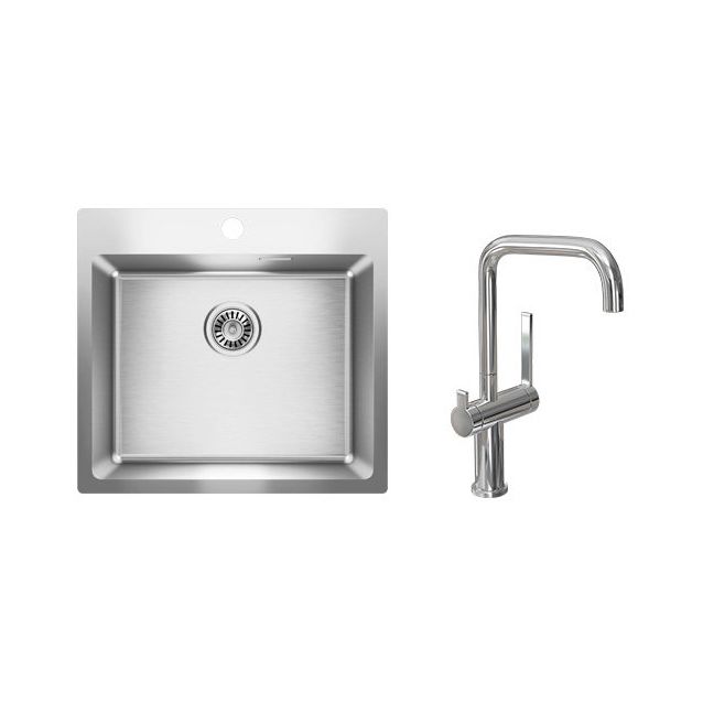 Keittiöallas Blanco Luna-X 500-IFA 550x505mm rst + keittiöhana Lapetek Lino-A kromi