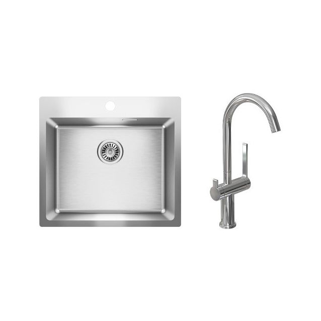 Keittiöallas Blanco Luna-X 500-IFA 550x505mm rst + keittiöhana Lapetek Round-A kromi