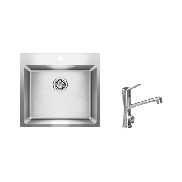 Keittiöallas Blanco Luna-X 500-IFA 550x505mm rst + keittiöhana Lapetek Lina-A kromi