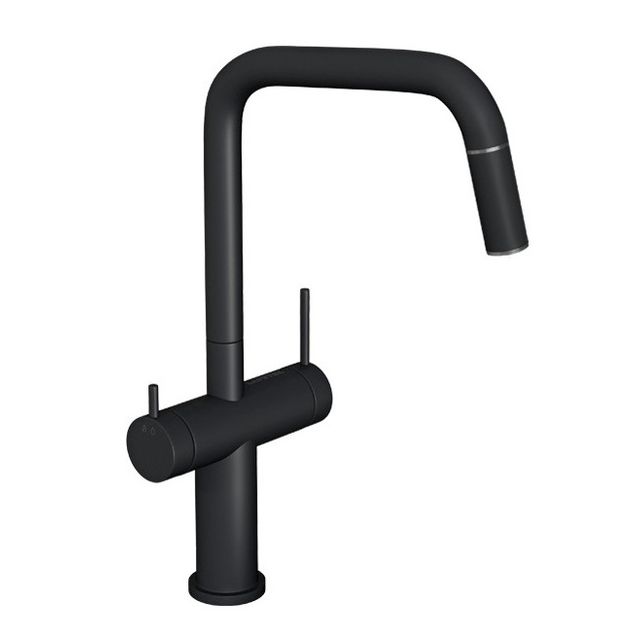 Keittiöhana Lapetek LinoPin-SA EKO, APK-liitäntä, ulosvedettävä juoksuputki, mattamusta