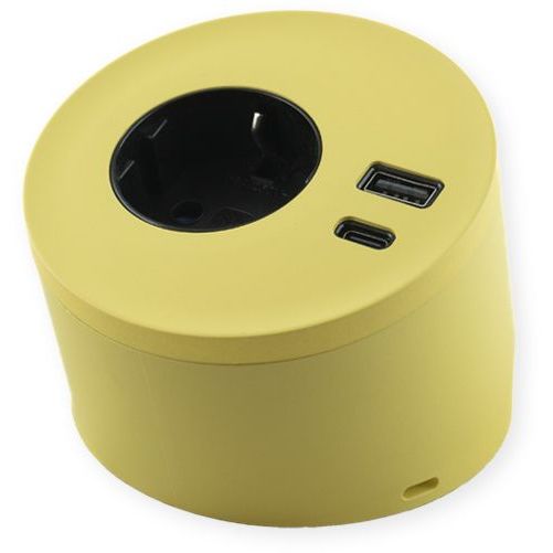 Pistorasia Limente Spot USB pinta-asennettava vapaasti tasolla seisova IP20 240V keltainen