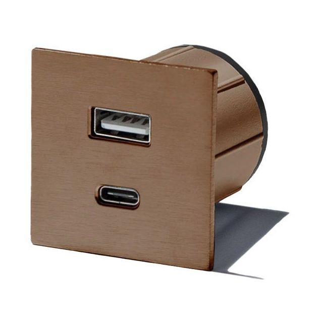 Pistorasia Limente Pick-2 USB neliö IP20 240V kupari