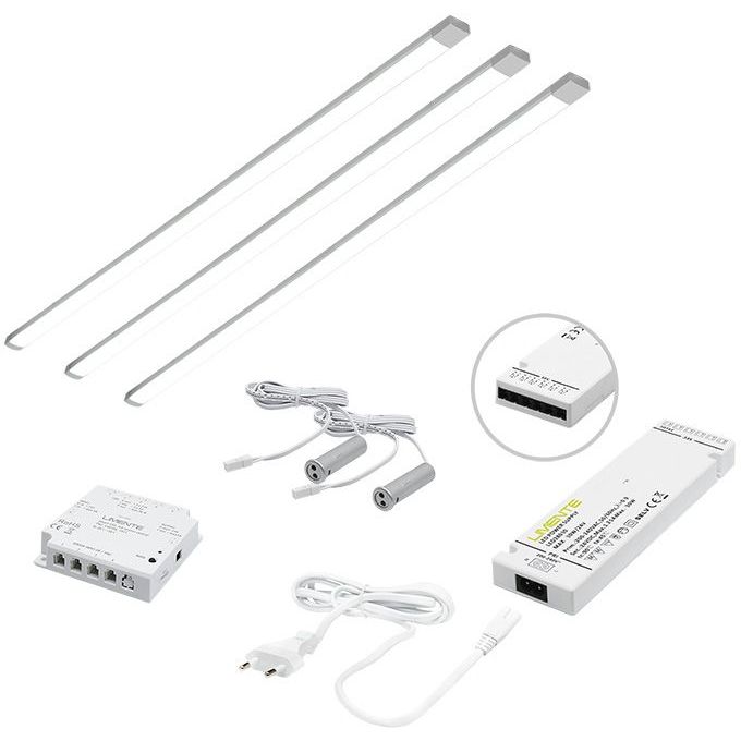 LED-valaisinsetti aamiaiskaappiin Limente Profil virtalähde 4000K 3x87cm vaaka IP20 24V alumiini