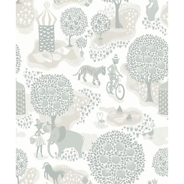 Lastenhuoneen tapetti Littlephant Jardin de la vie, vaaleansininen