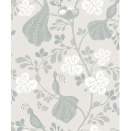 Tapetti Littlephant Night Birds, luonto, romanttinen, vaaleansininen