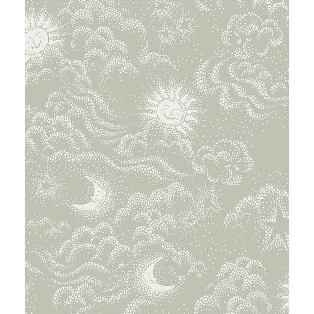 Lastenhuoneen tapetti Littlephant Happy Cloud, vaaleanvihreä