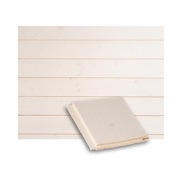 Sisustuspaneeli Lauta STS4, 14x120x2380mm, kuusi, valkolakattu