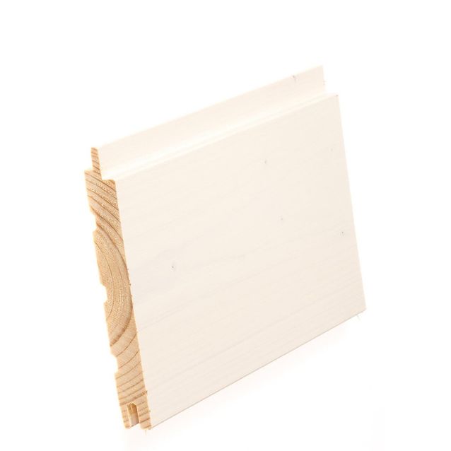 Sisustuspaneeli Lauta STS4, 14x120x2380mm, kuusi, valkolakattu