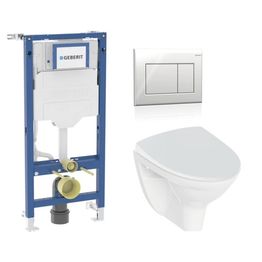 Seinä-WC-paketti IDO Glow Classic Rimfree, Geberit Duofix Sigma -seinätelineellä ja istuinkannella, huuhtelukaulukseton