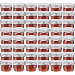 Lasiset hillopurkit hopean värisillä kansilla 48 kpl 110 ml