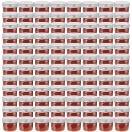 Lasiset hillopurkit hopean värisillä kansilla 96 kpl 110 ml