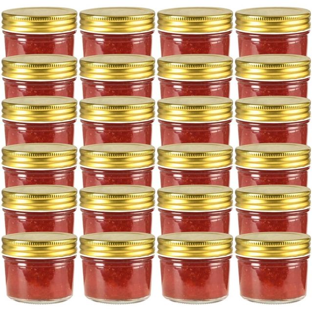 Lasiset hillopurkit kullan värisillä kansilla 24 kpl 110 ml_1