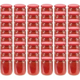 Lasiset hillopurkit punaisilla kansilla 48 kpl 230 ml