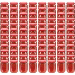 Lasiset hillopurkit punaisilla kansilla 96 kpl 230 ml