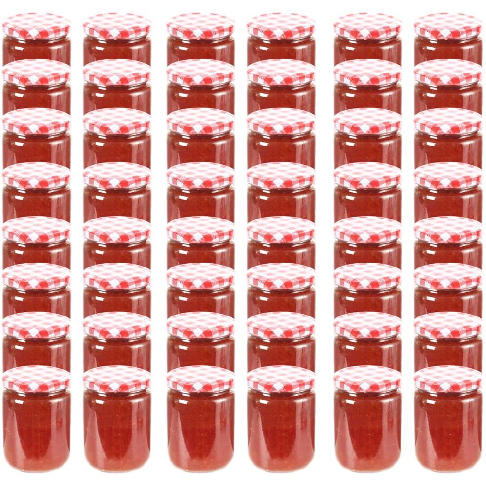 Lasiset hillopurkit valkopunaisilla kansilla 48 kpl 230 ml