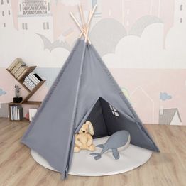 Lasten tiipiiteltta + laukku peachskin harmaa 120x120x150cm