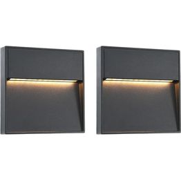 Led-seinävalaisimet ulkotiloihin 2 kpl 3 w musta neliö