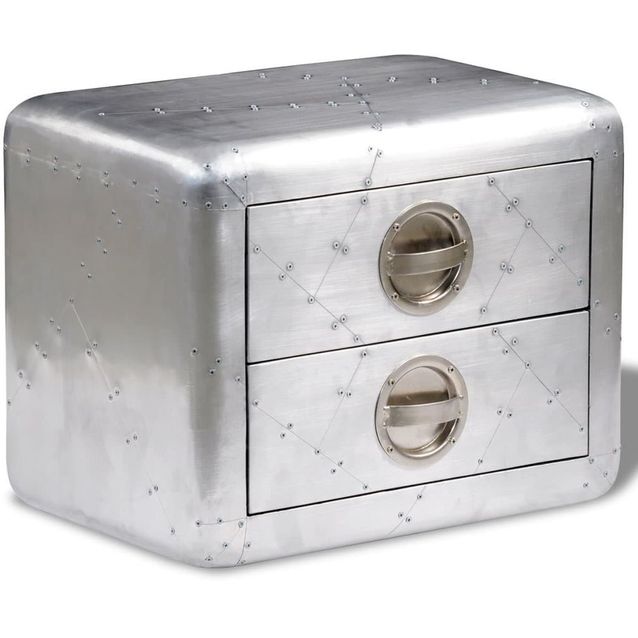 Lentäjän päätypöytä 2 laatikolla vintage-ilmailutyyli_1