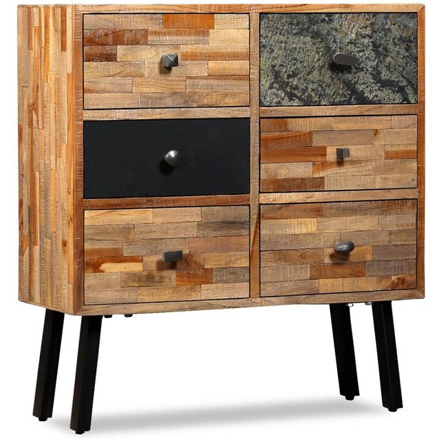 Lipasto 6 vetolaatikolla kierrätetty tiikki 70x30x76 cm_1