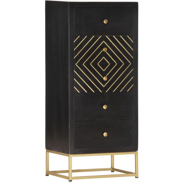 Lipasto musta ja kulta 45x30x105 cm täysi mangopuu_1