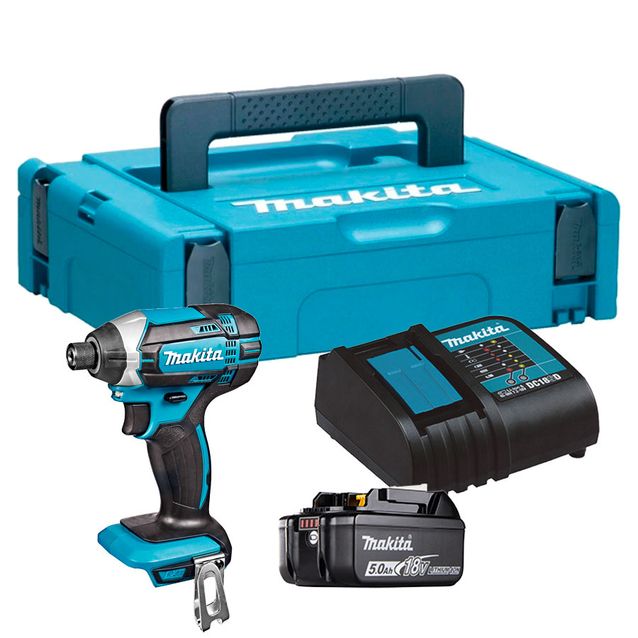 Iskevä akkuruuvinväännin Makita LXT DTD152 165Nm 18V 5,0 Ah akulla + Makpac 1