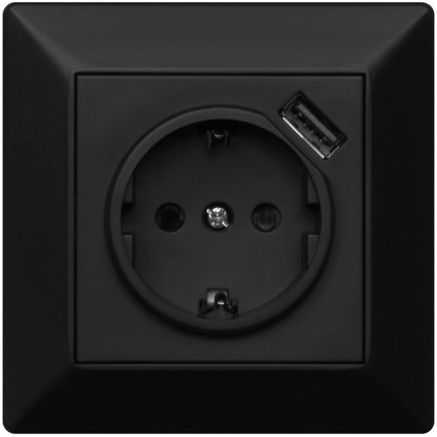 Pistorasia USB-laturilla Malmbergs Delta 1-osainen 16 A IP20 uppo, 1 x USB-A