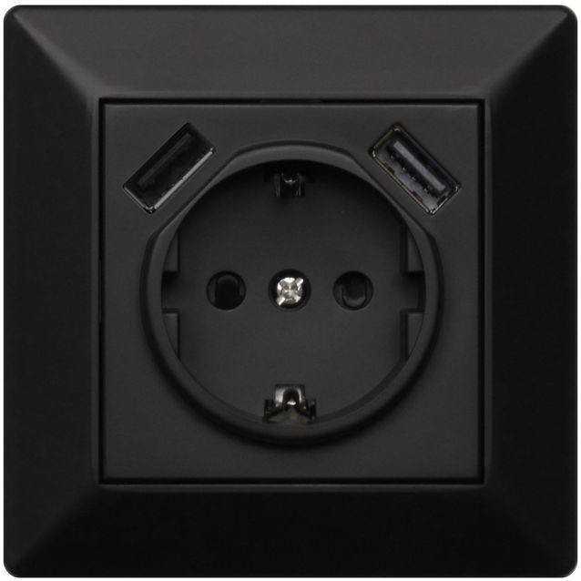 Pistorasia USB-laturilla Malmbergs Delta 1-osainen 16 A IP20 uppo, 2 x USB-A