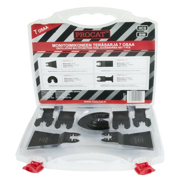 Monitoimityökalun teräsarja Procat 7 osaa