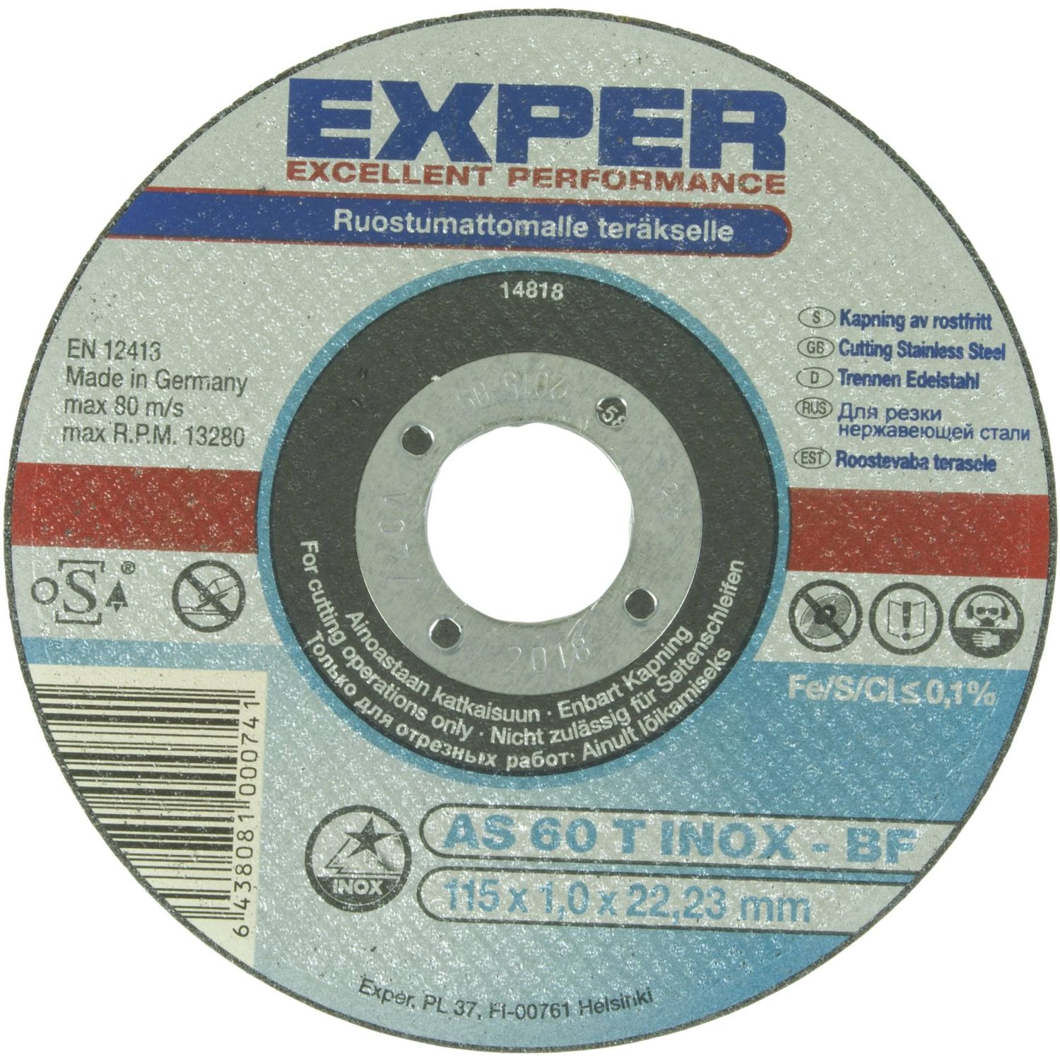 Katkaisulaikka Exper Ø115 mm 1,0 mm rosterille