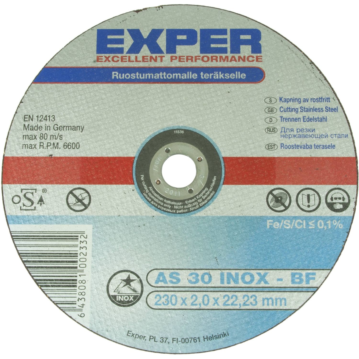 Katkaisulaikka Exper Ø230 mm 1,0 mm rosterille