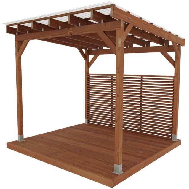 Pergola Miljöökoriste valokatteella, ruskea, 300x320x280 cm