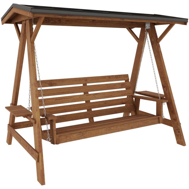 Pihakeinu Miljöökoriste, 180x235x205 cm, 3-istuttava, kovalla katoksella, ruskea