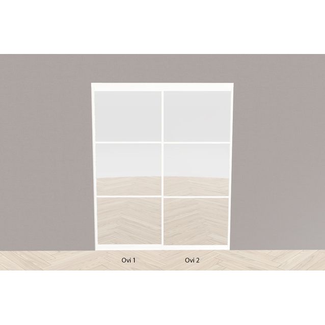 Tilanjakaja/liukuovi Mirror Line kahdella ovella valkoinen mittatilaus