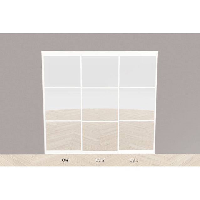 Tilanjakaja/liukuovi Mirror Line kolmella ovella valkoinen mittatilaus