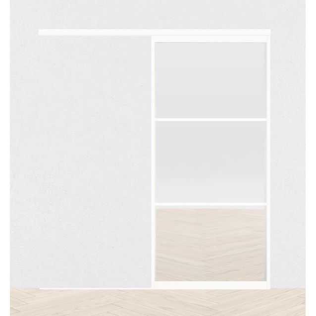 Tilanjakaja/liukuovi Mirror Line, valkoinen, mittatilaus