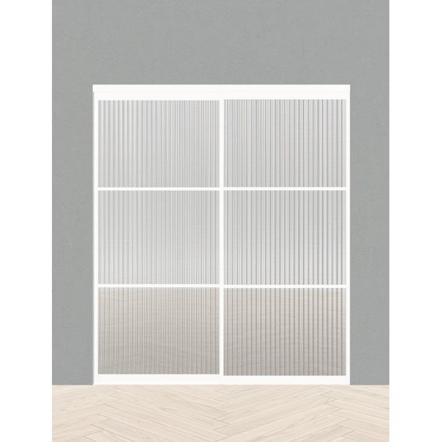 Tilanjakaja/liukuovi Mirror Line raitalasi valkoinen kahdella liukuovella, matala malli, mittatilaus