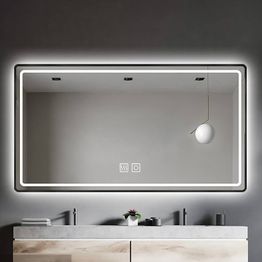Valopeili Mirror Line 110x70cm, mustilla kehyksillä 