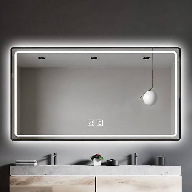 Valopeili Mirror Line 110x70cm, mustilla kehyksillä 