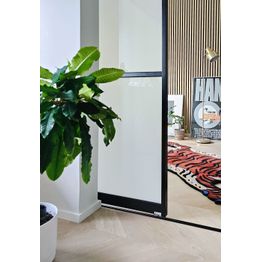 Tilanjakaja/liukuovi Mirror Line opaalilasi, musta, mittatilaus