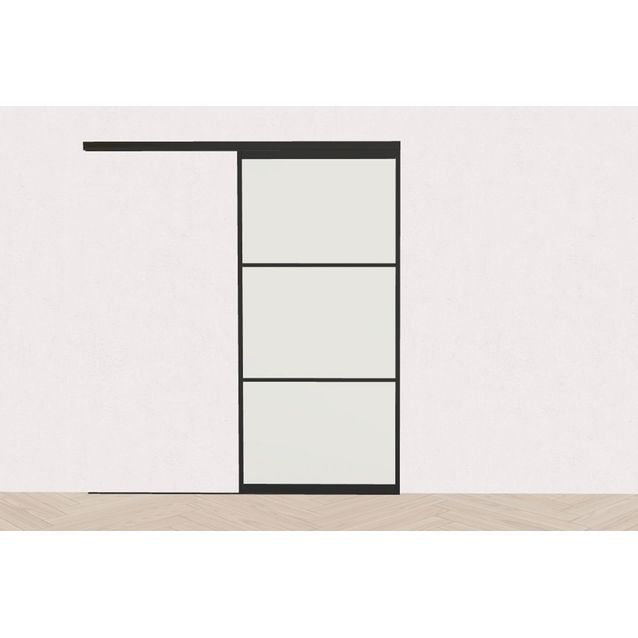 Tilanjakaja/liukuovi Mirror Line opaalilasi, musta, mittatilaus