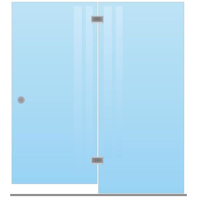 Saunan lasiseinä Maakunnan lasi ovi + seinä saranat keskellä eri värejä mittatilaus