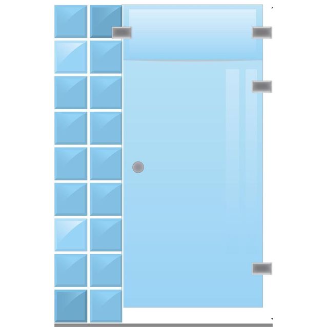 Saunan karmiton lasiovi + ylälasi Maakunnan Lasi eri värejä mittatilaus
