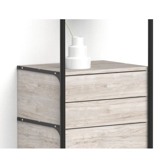 Säilytysjärjestelmän matalat laatikot Mirror Line Nivo, 600x520mm, vaalea hikkori, 2kpl/pkt