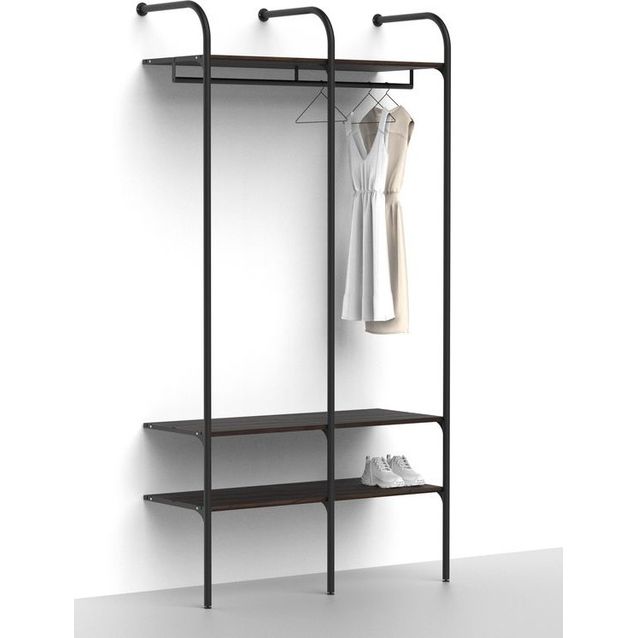 Makuuhuoneen säilytysjärjestelmä Mirror Line Nivo, tangolla ja hyllyillä, 2080-2480x1200x520mm, barokkitammi