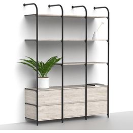 Olohuoneen säilytysjärjestelmä Mirror Line Nivo, laatikoilla ja hyllyillä, leveys 180cm, mittatilaus