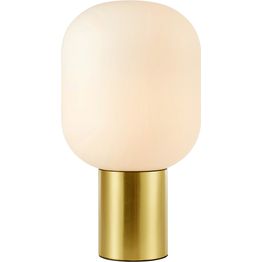 Pöytävalaisin Markslöjd Brooklyn 44cm harjattu messinki/valkoinen