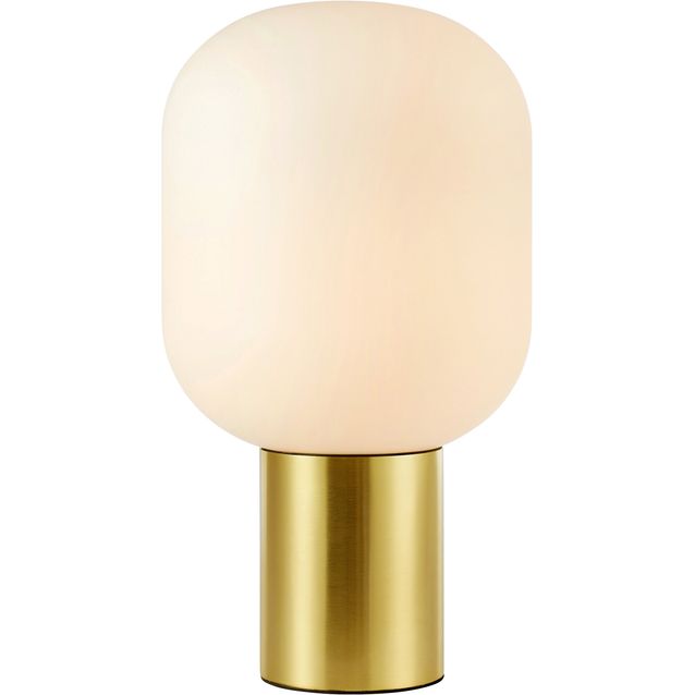 Pöytävalaisin Markslöjd Brooklyn 44cm harjattu messinki/valkoinen