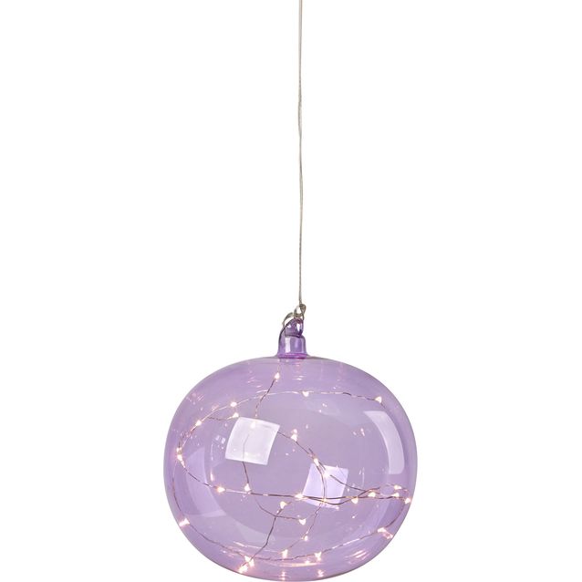 LED-valokoriste Markslöjd Lina ripustettava paristokäyttöinen violetti