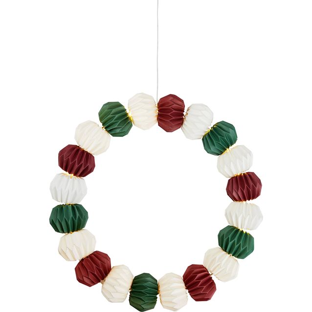 Valokranssi Markslöjd Tubby paristokäyttöinen valkoinen/vihreä/punainen