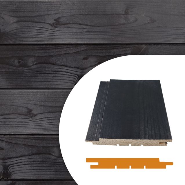 Saunapaneeli Aarni STS-3, 14x120mm, TK kuusi, ympäripontattu, SPA musta